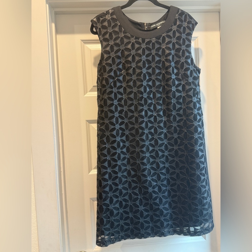 Karl Lagerfeld Black Geometric Mini Dress